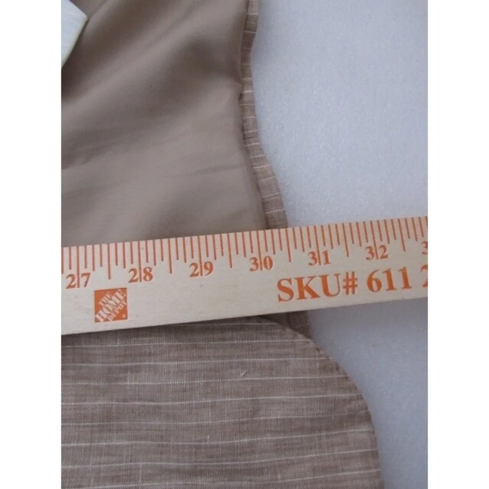 Lauren Ralph Lauren Slim‎ Beige Stripe Sz 44R 100% Linen Sport Coat Blazer